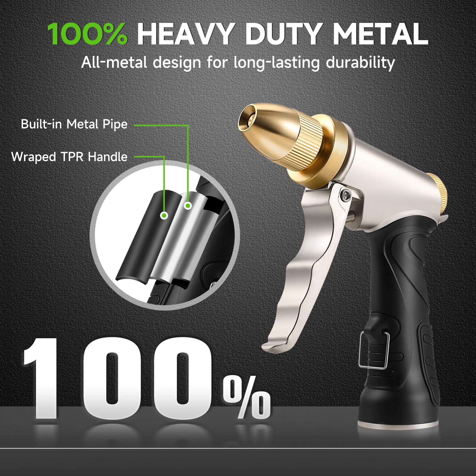 VZZNN nozzle with rubber grip for comfortable, non-slip handling.