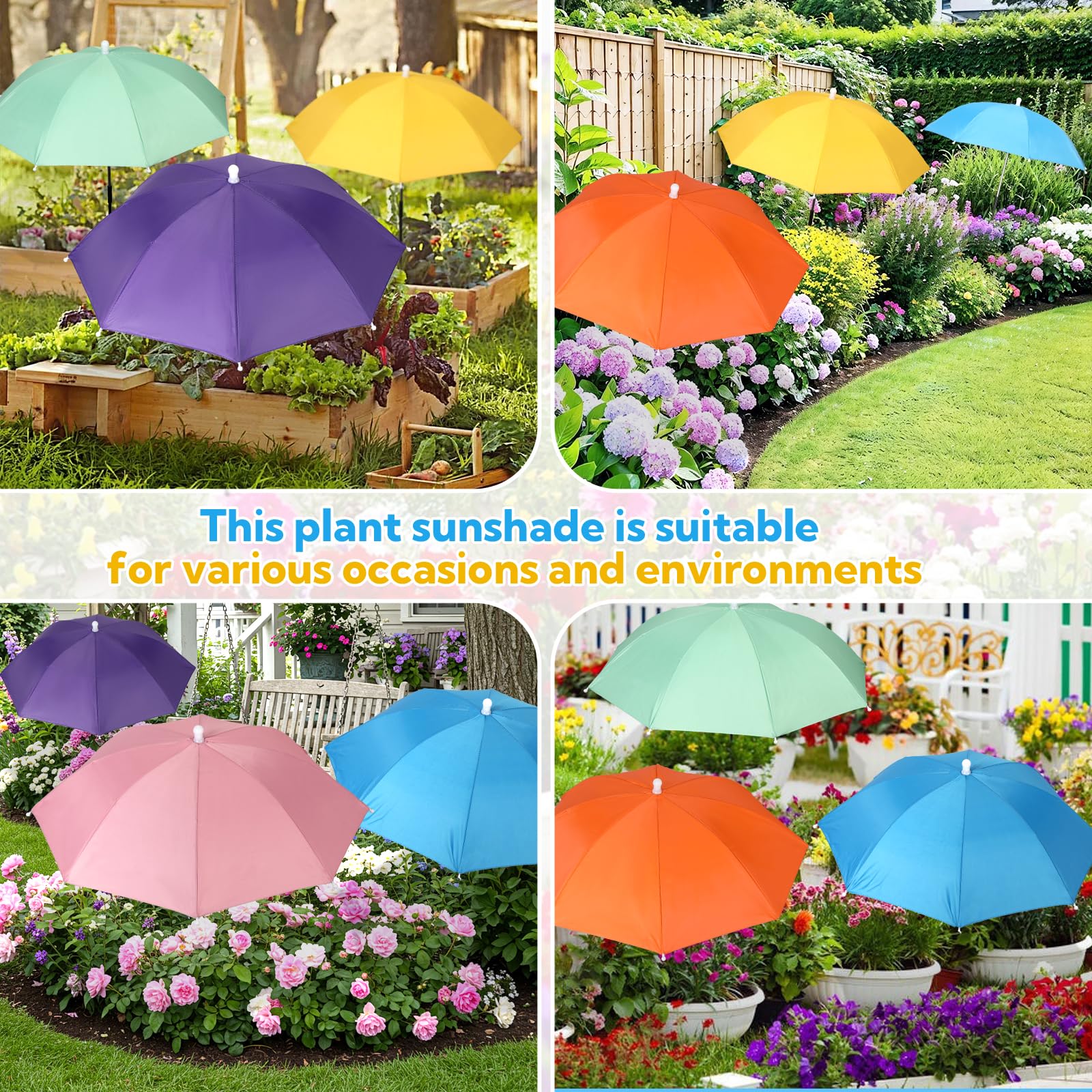 VZZNN 6-pack garden umbrella set enhances patio aesthetics and plant protection.