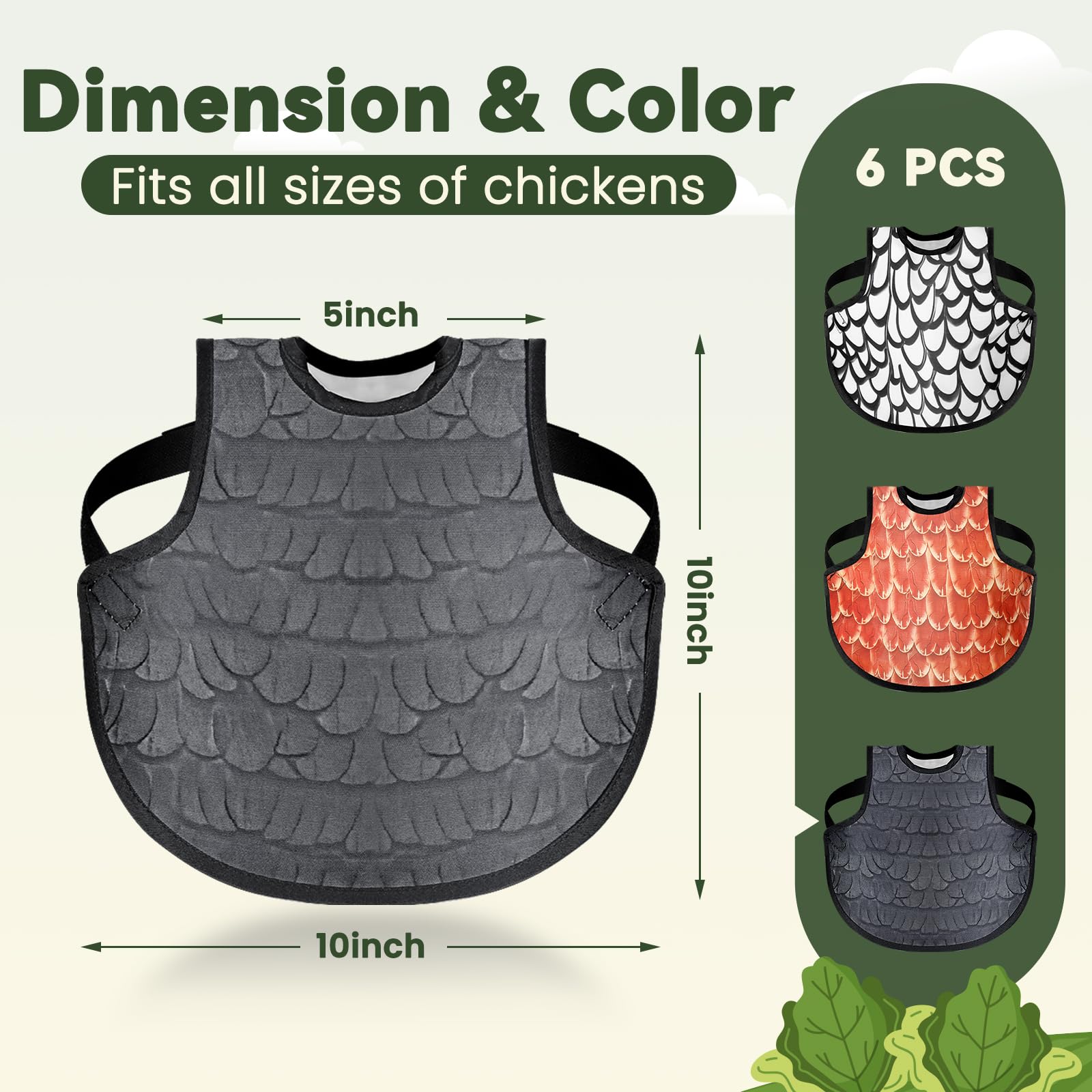 VZZNN saddles with adjustable straps fit small to medium hens securely.