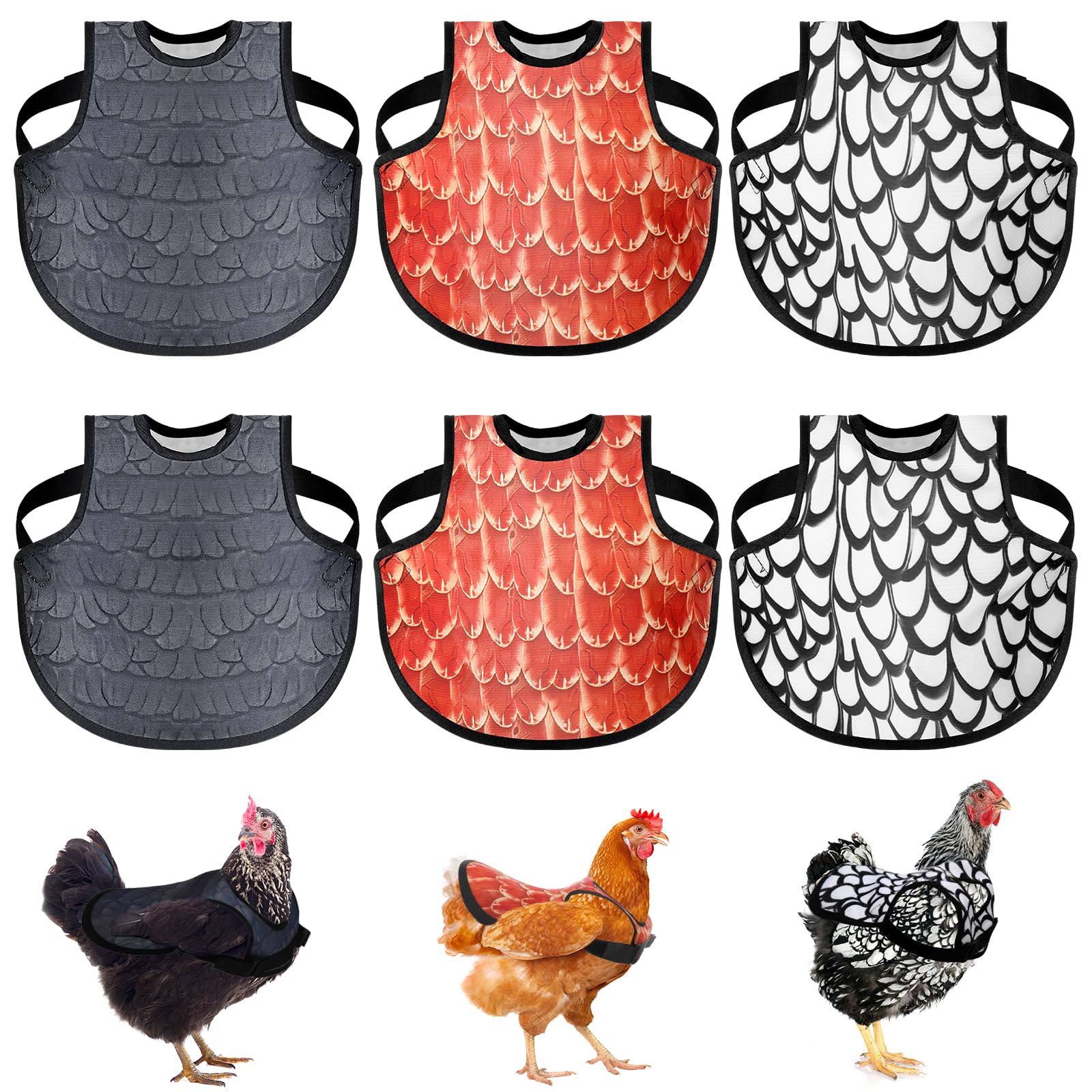 VZZNN 6Pcs chicken saddles protect hens' backs during mating for calmer flocks.