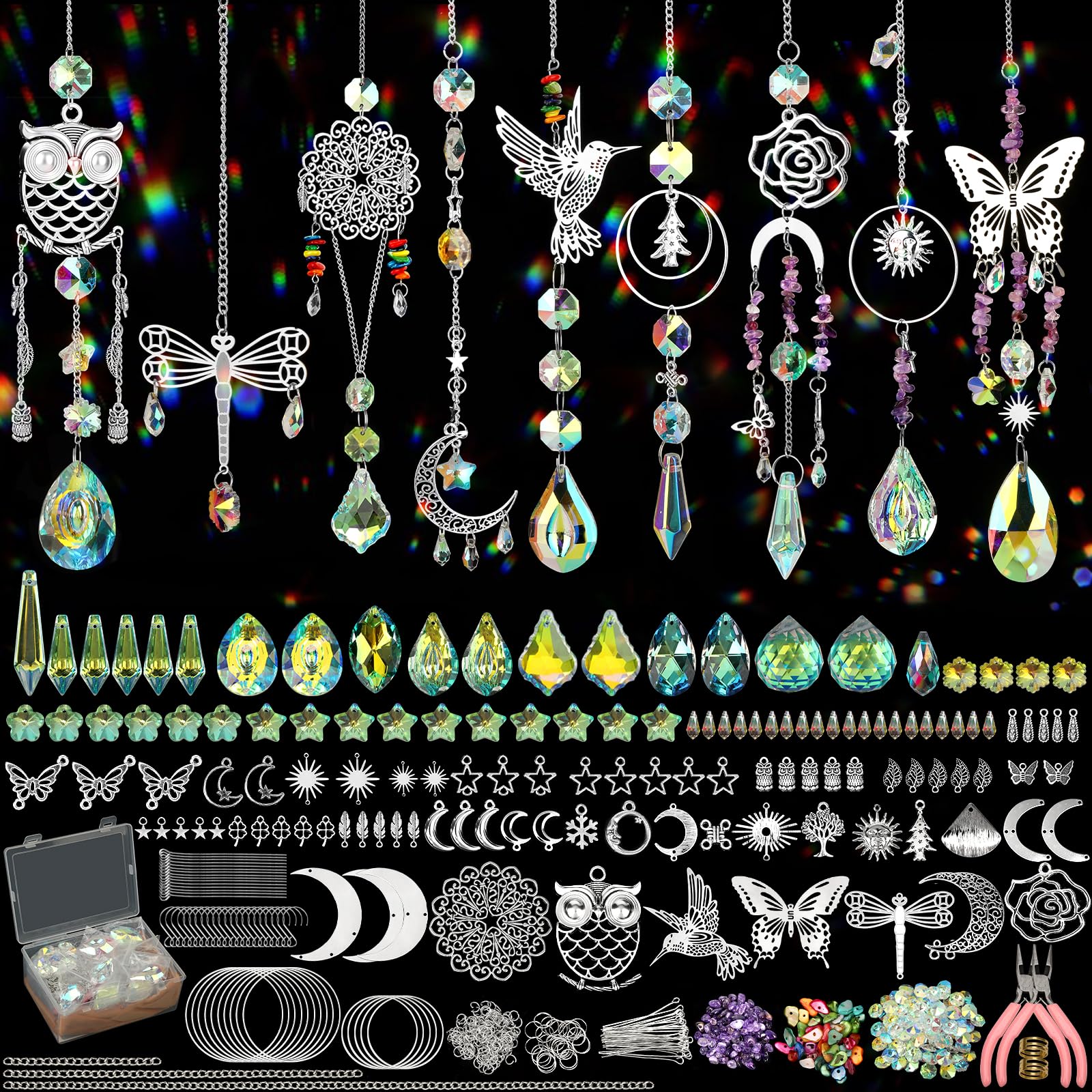 VZZNN 860pcs suncatcher kit for adults, easy rainbow decor.