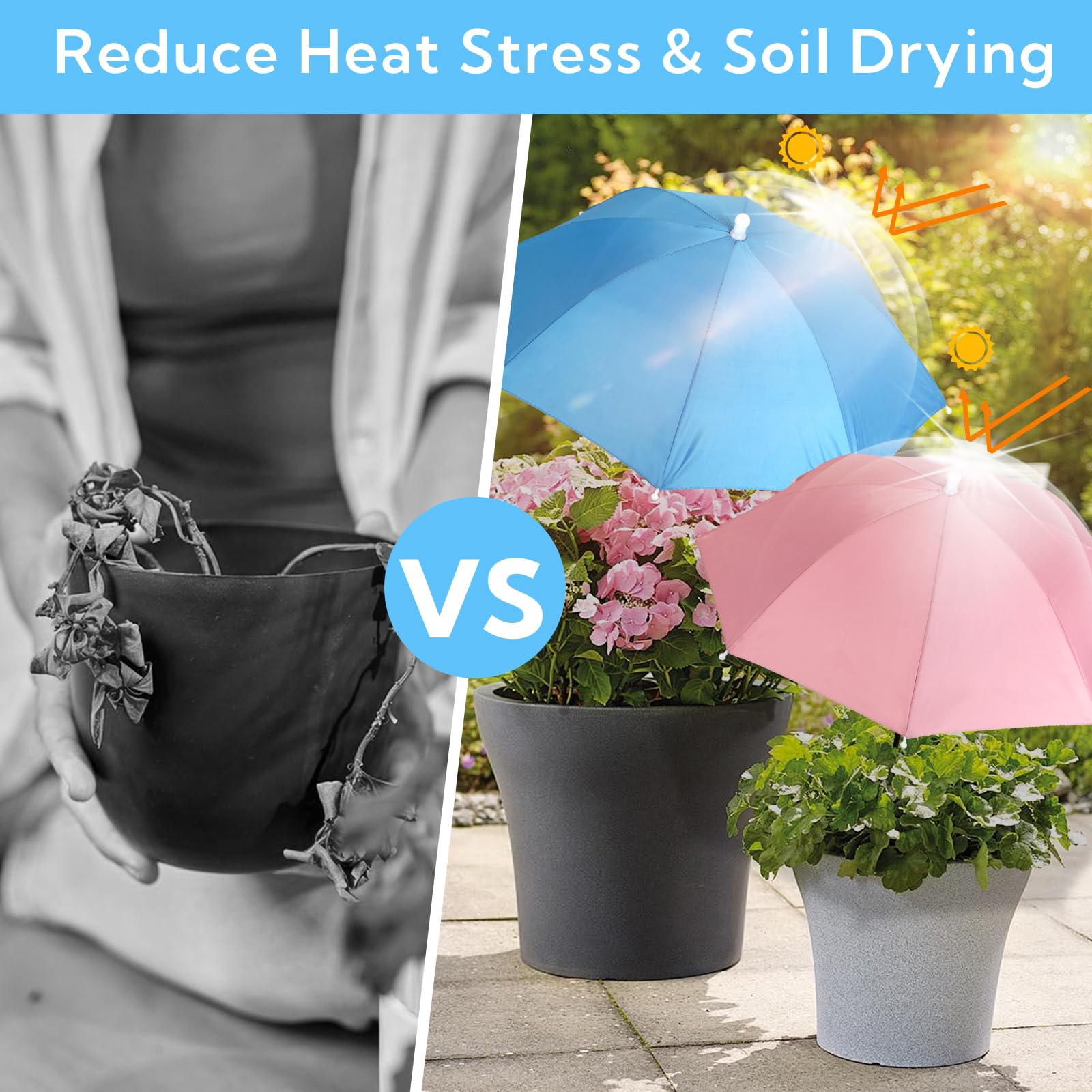 VZZNN adjustable-angle umbrella provides tailored shade for sun-tracking plants.