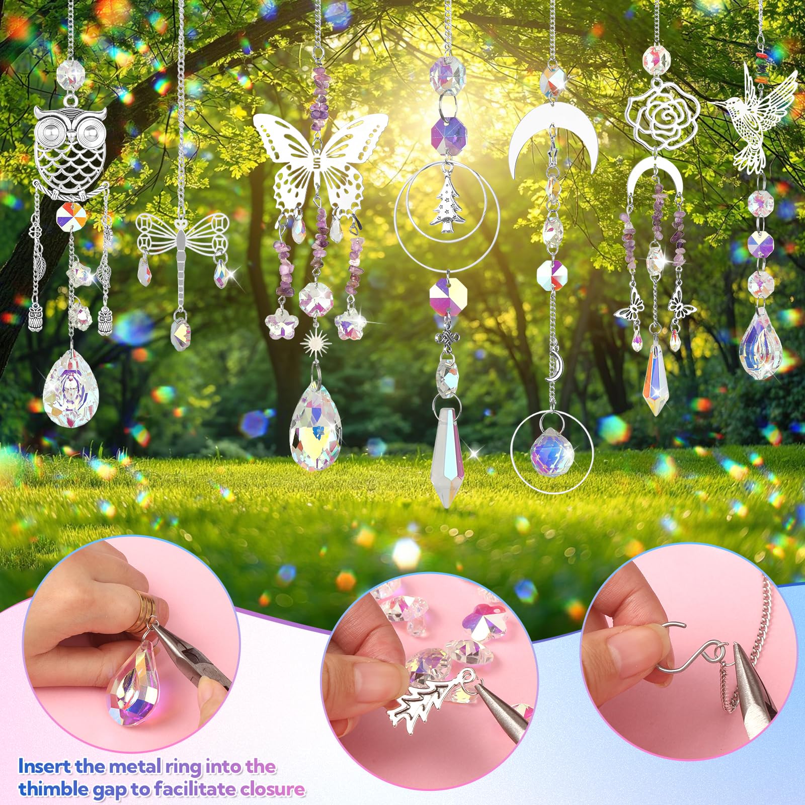 VZZNN polished crystal prisms create indoor rainbows when sun hits.