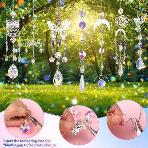 VZZNN polished crystal prisms create indoor rainbows when sun hits.
