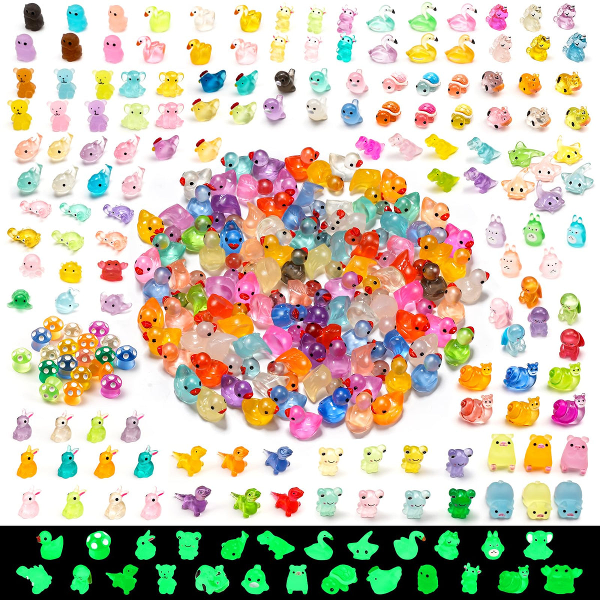 VZZNN luminous duck figurines glow at night for fairy gardens and micro landscapes