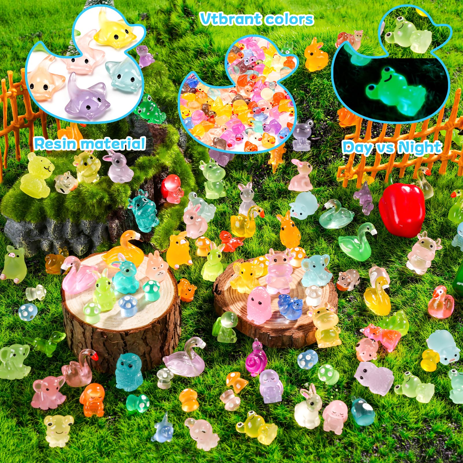 VZZNN frog figurines illuminate terrariums or ponds with gentle glow
