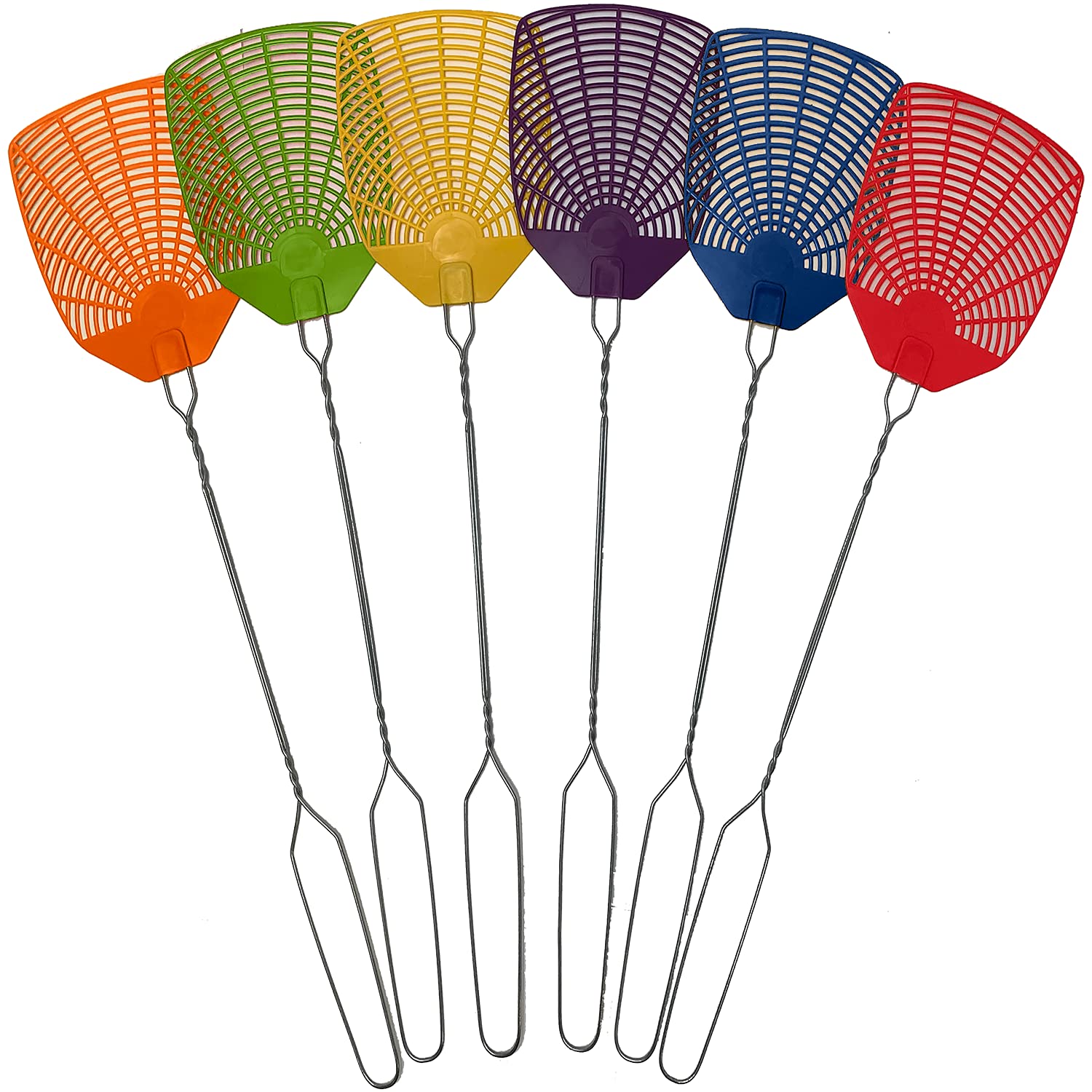 W4W braided metal handle fly swatter with 16-inch reach for hard-to-reach insects
