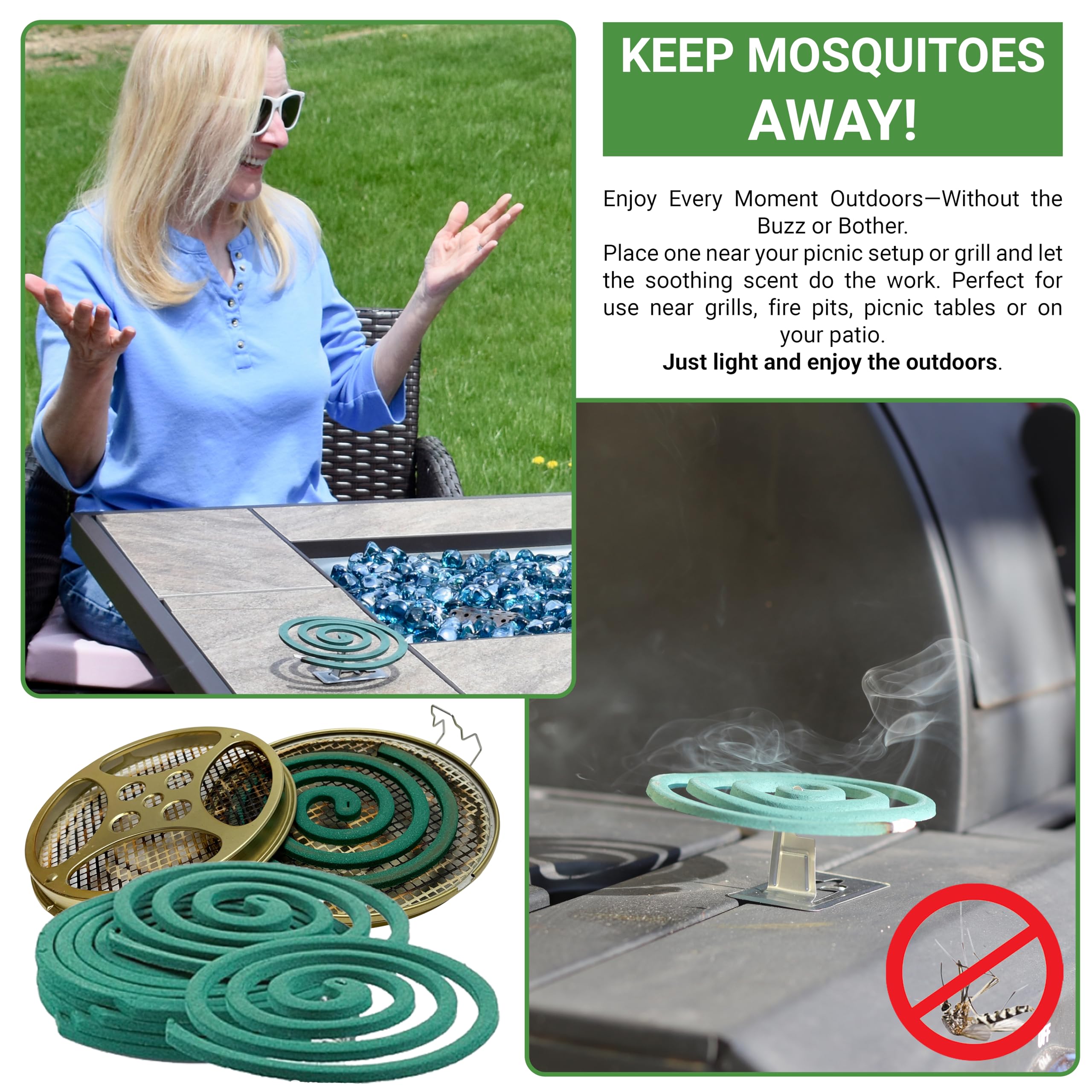 W4W camping setup using mosquito coils on a table
