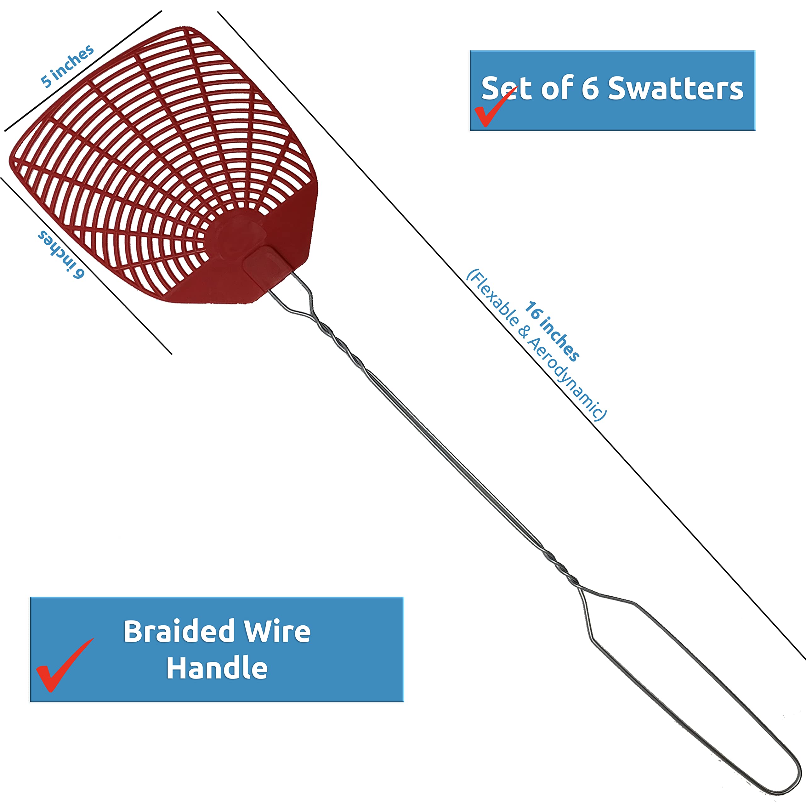 W4W fly swatter head 5x6 inches, flexible yet rugged for many insect types