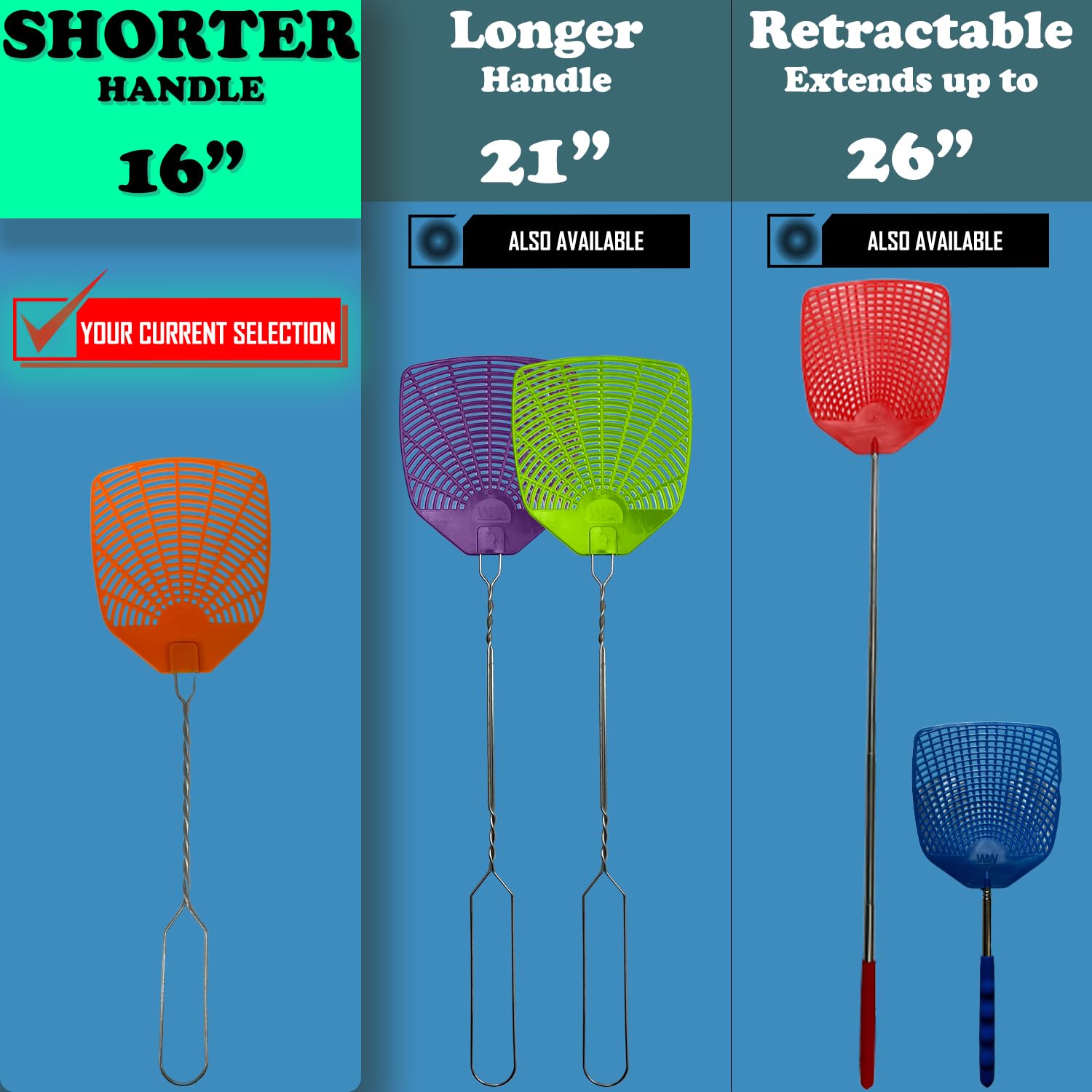 W4W fly swatter with large head for powerful indoor and outdoor swats