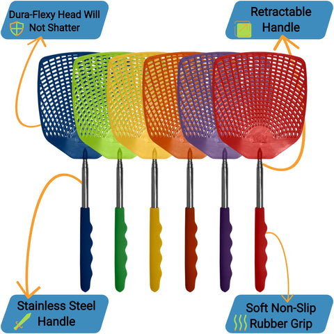 Soft-grip rubber handle on a W4W swatter fits any hand