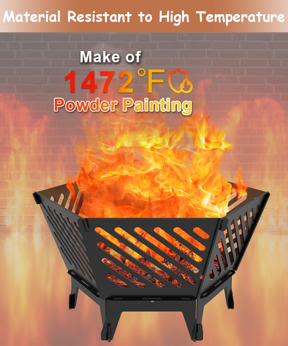 Waaliji hexagon fire pit highlighting diagonal vents for airflow