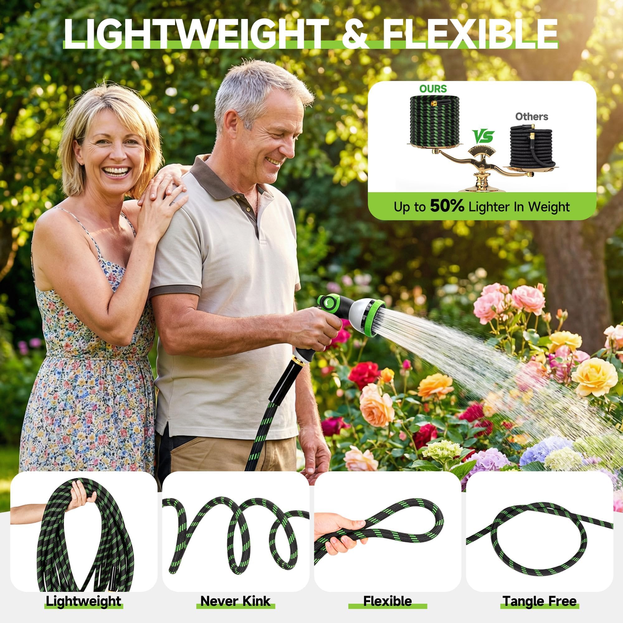 Wabolay 3-layer leakproof hose resists leaks and abrasion