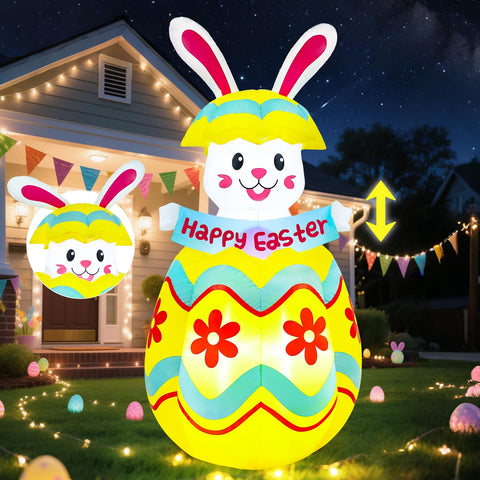 Wabolay 6ft Easter bunny inflatable outdoors adds festive curb appeal.