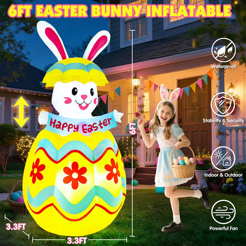Wabolay Easter bunny with egg scene and LED lights brightens nights.