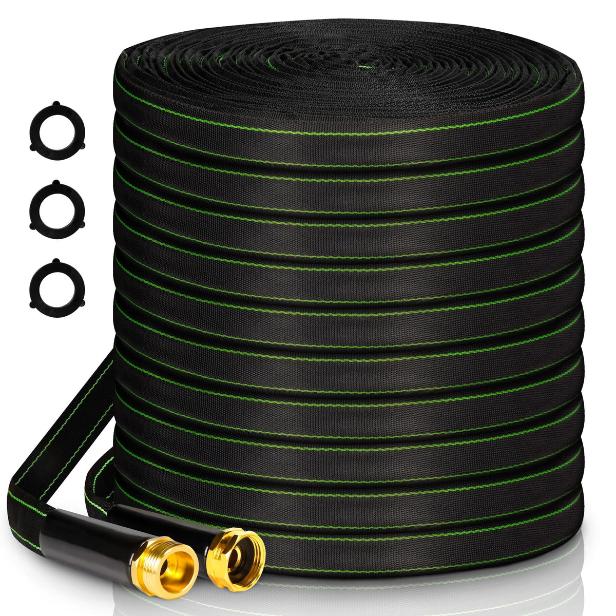 Wabolay Garden Hose 75 ft laid flat for easy storage and kink-free watering.