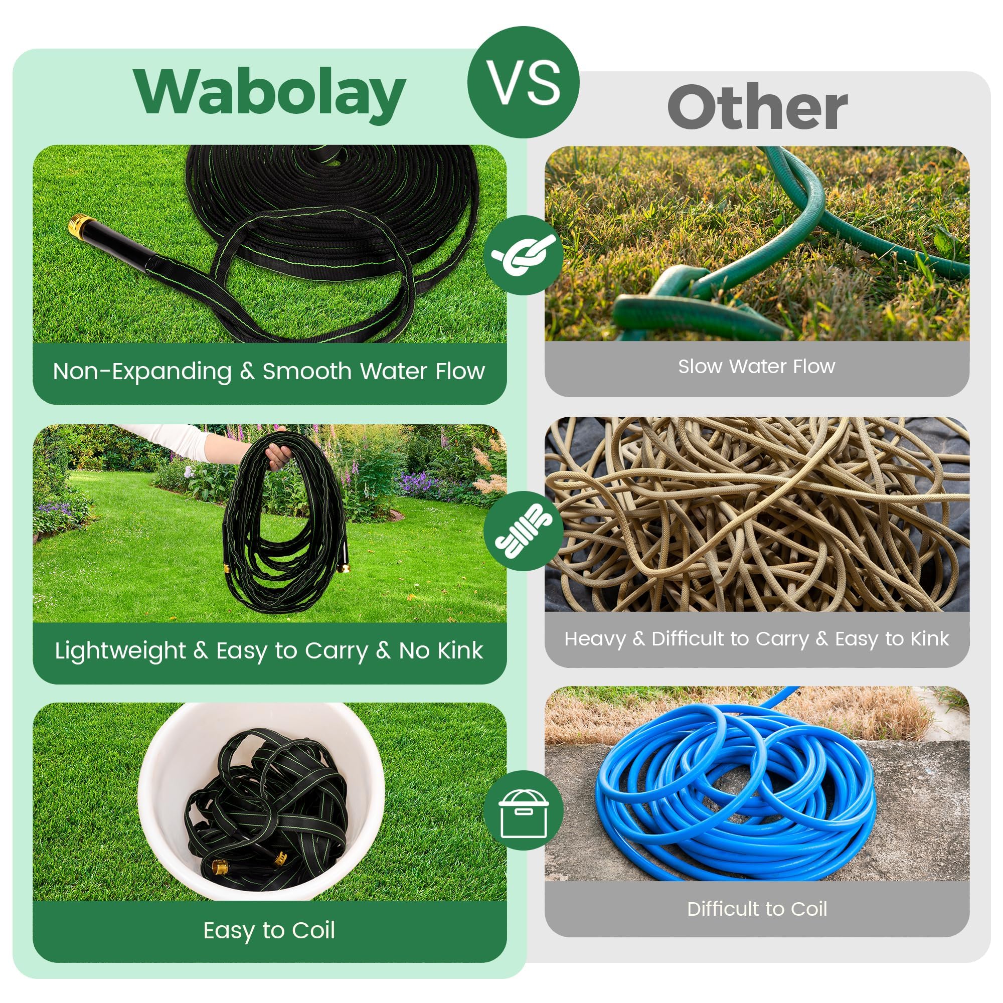 Wabolay lightweight flexible design is easy to maneuver around obstacles.