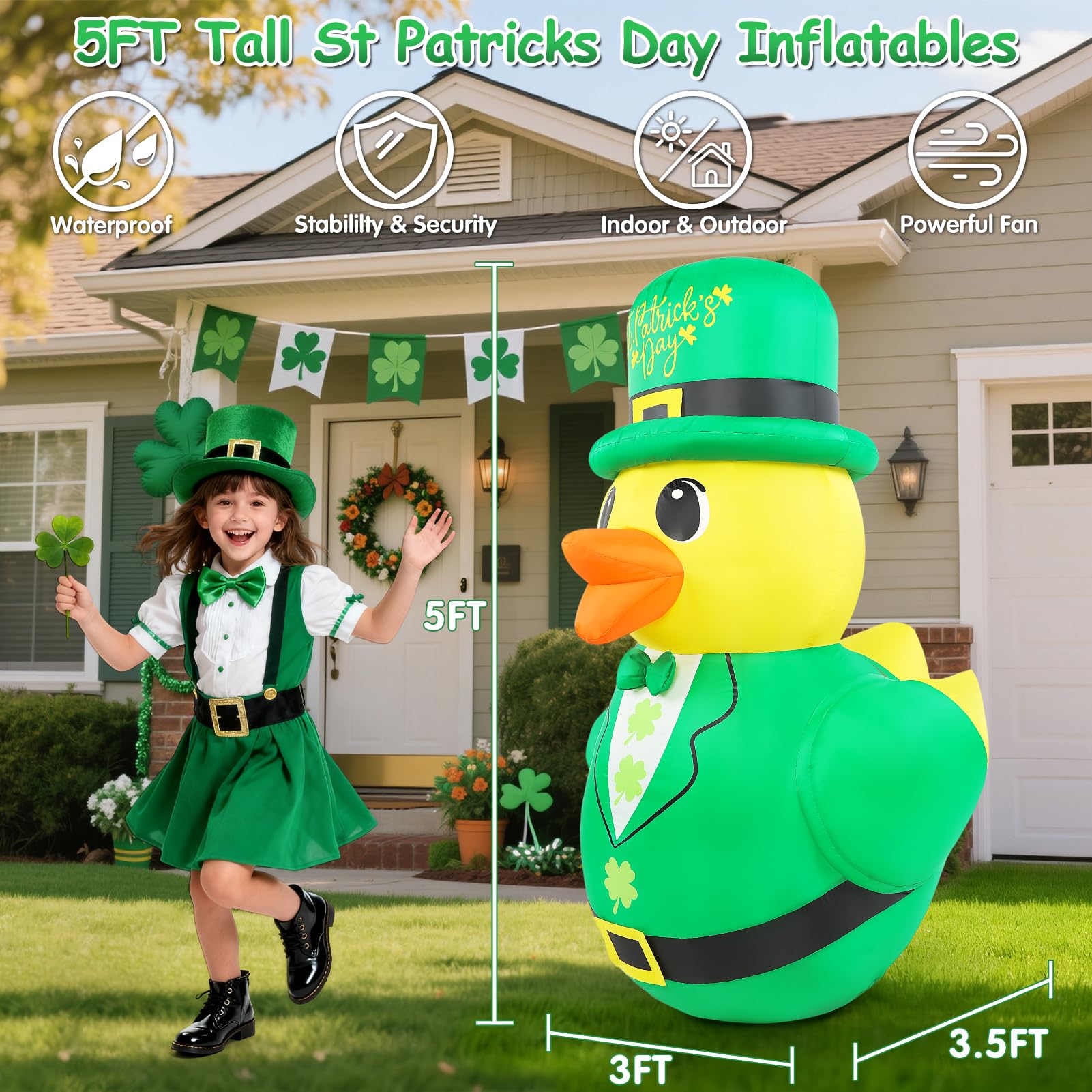 Wabolay green leprechaun hat adds luck and charm to yard decor