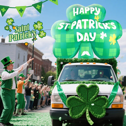 Wabolay 5ft shamrock float glows with four bright LEDs for night parades.