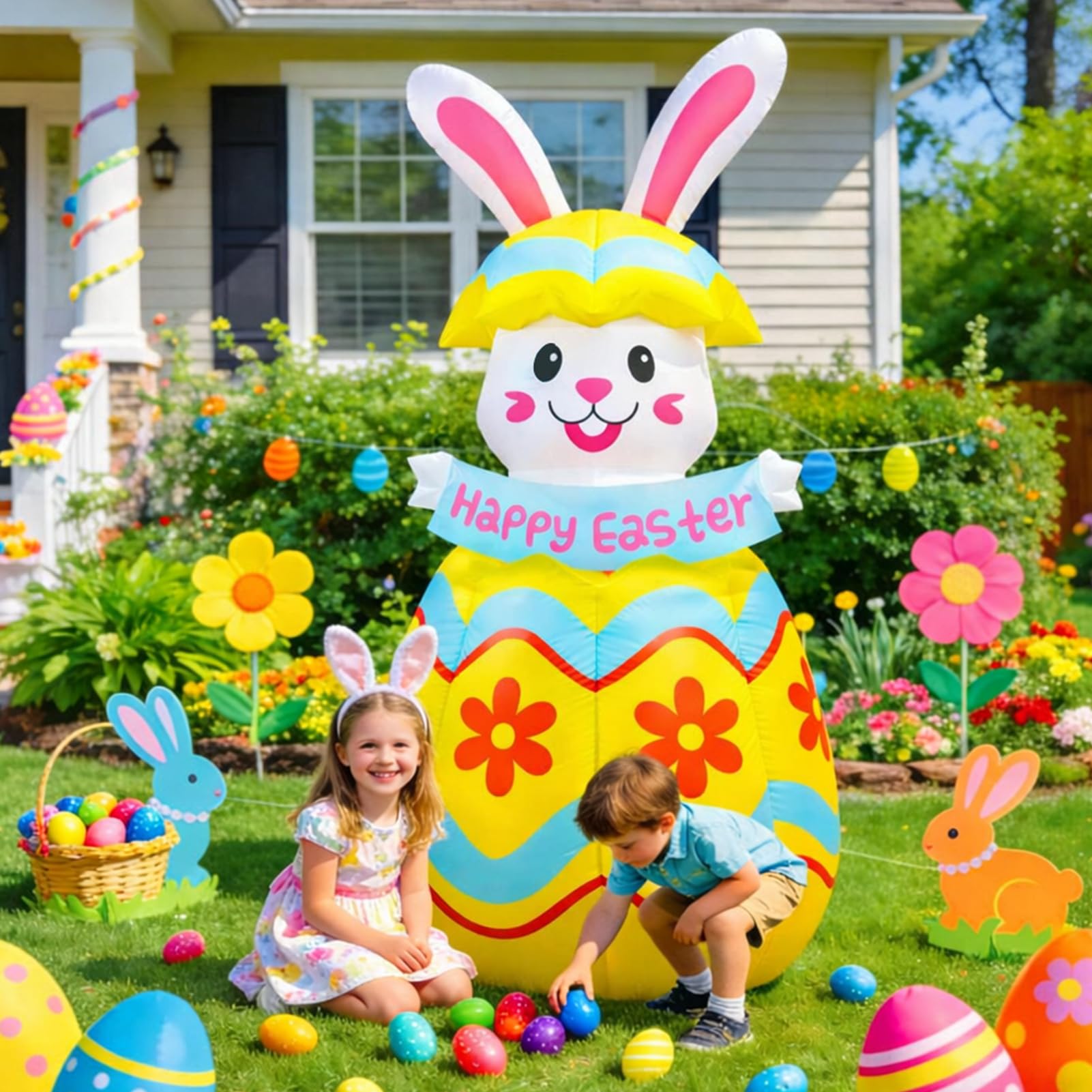 Wabolay pop-up mechanism animates bunny inside colorful egg for lively decorations.
