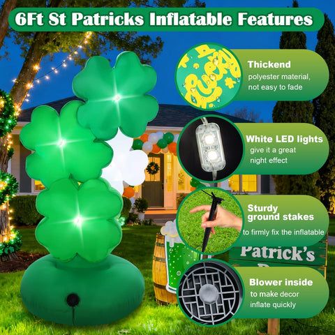 Wabolay shamrock topper and polka-dot base create a playful outdoor display.