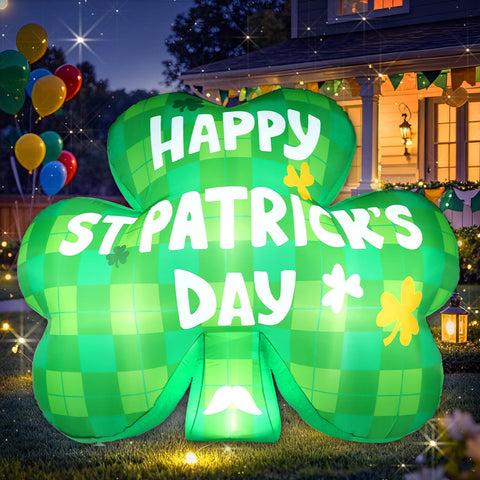 Wabolay St Patrick's Day inflatable on car roof with LEDs for bright festival visibility.