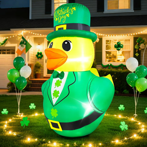 Wabolay 5ft St Patrick's duck inflatable ready for outdoor display at celebrations