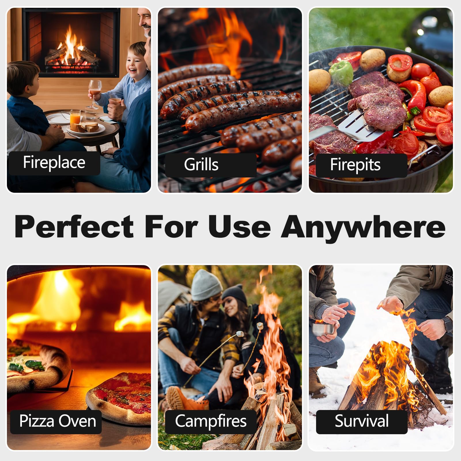 WABUPD fire starters burn with low smoke for indoor cooking and grilling.