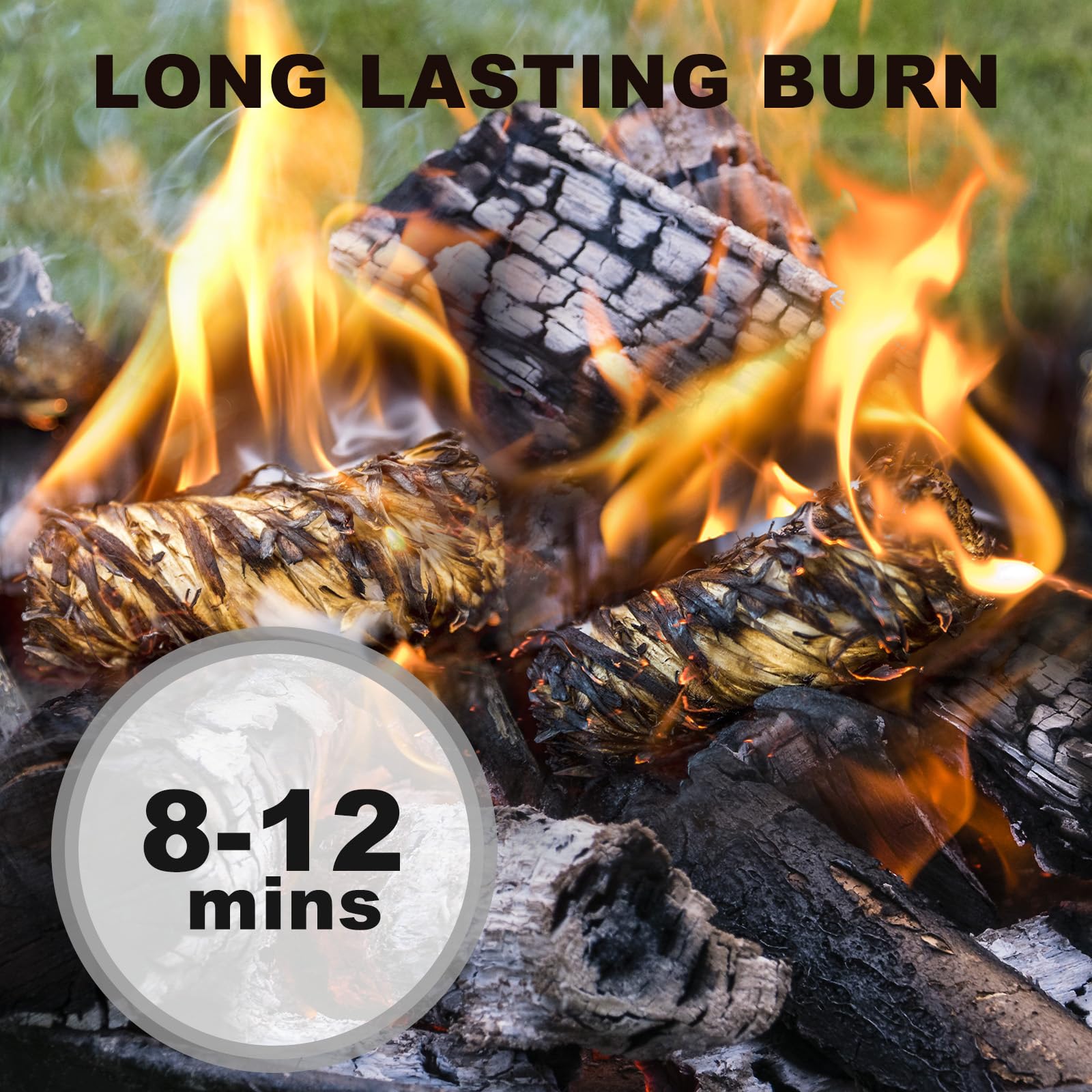 WABUPD wood-wax formulation enables long, steady flames with minimal effort.