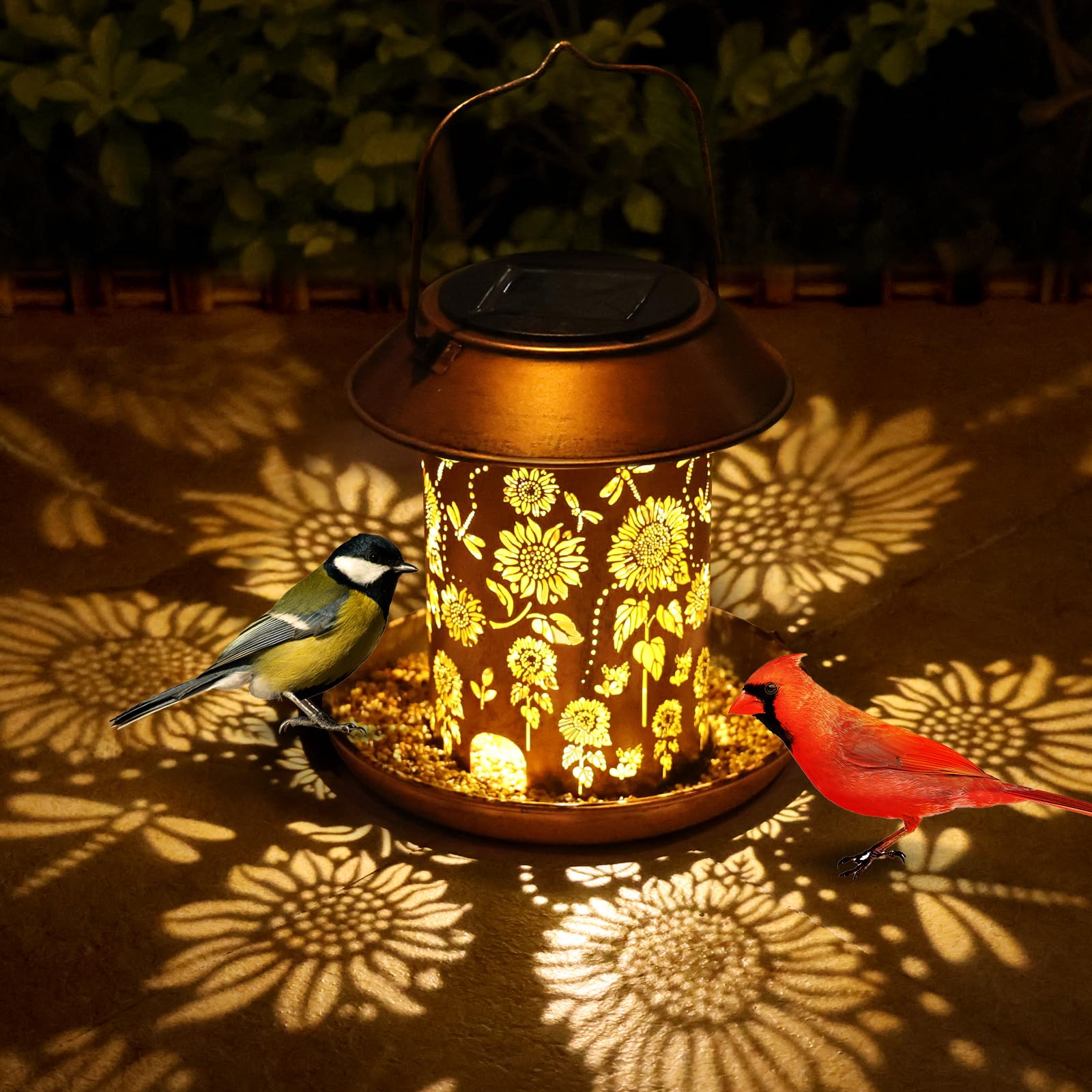 WACLSTDAY solar lantern bird feeder with hanging design for outdoor charm.