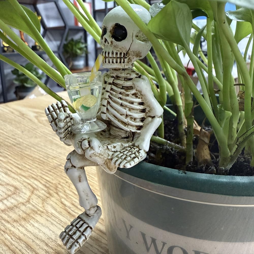 Close-up of WACSLDN skeleton highlighting a durable resin finish for outdoors.