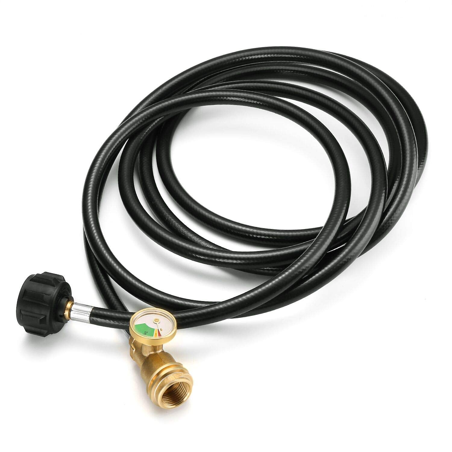 WADEO 12 ft propane extension hose with gauge for safe outdoor grilling