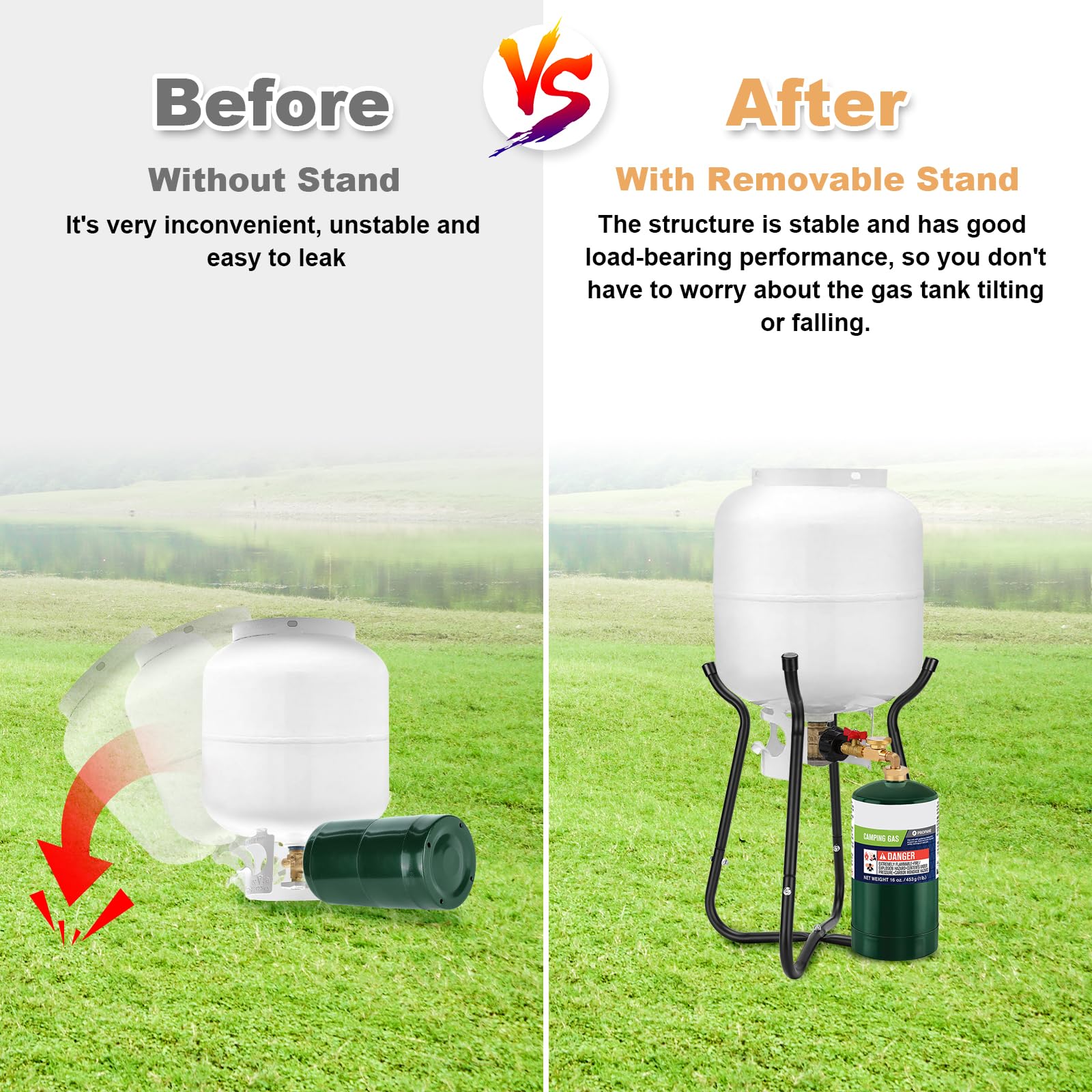 WADEO 1lb propane cylinder ready for refill after transfer