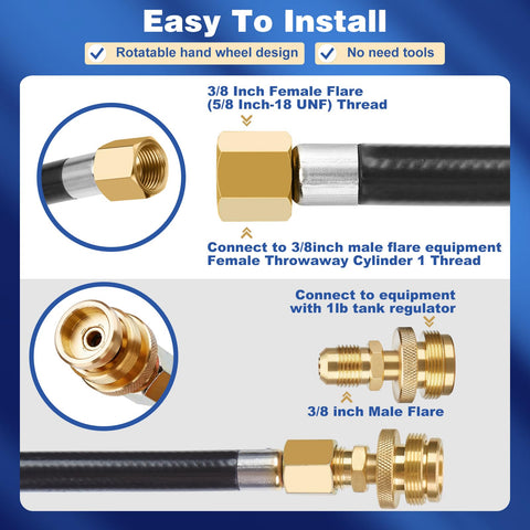 WADEO 3/8 flare nut adapter for compatible grills