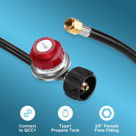 WADEO 4 ft hose and regulator bundle for outdoor cooking setups