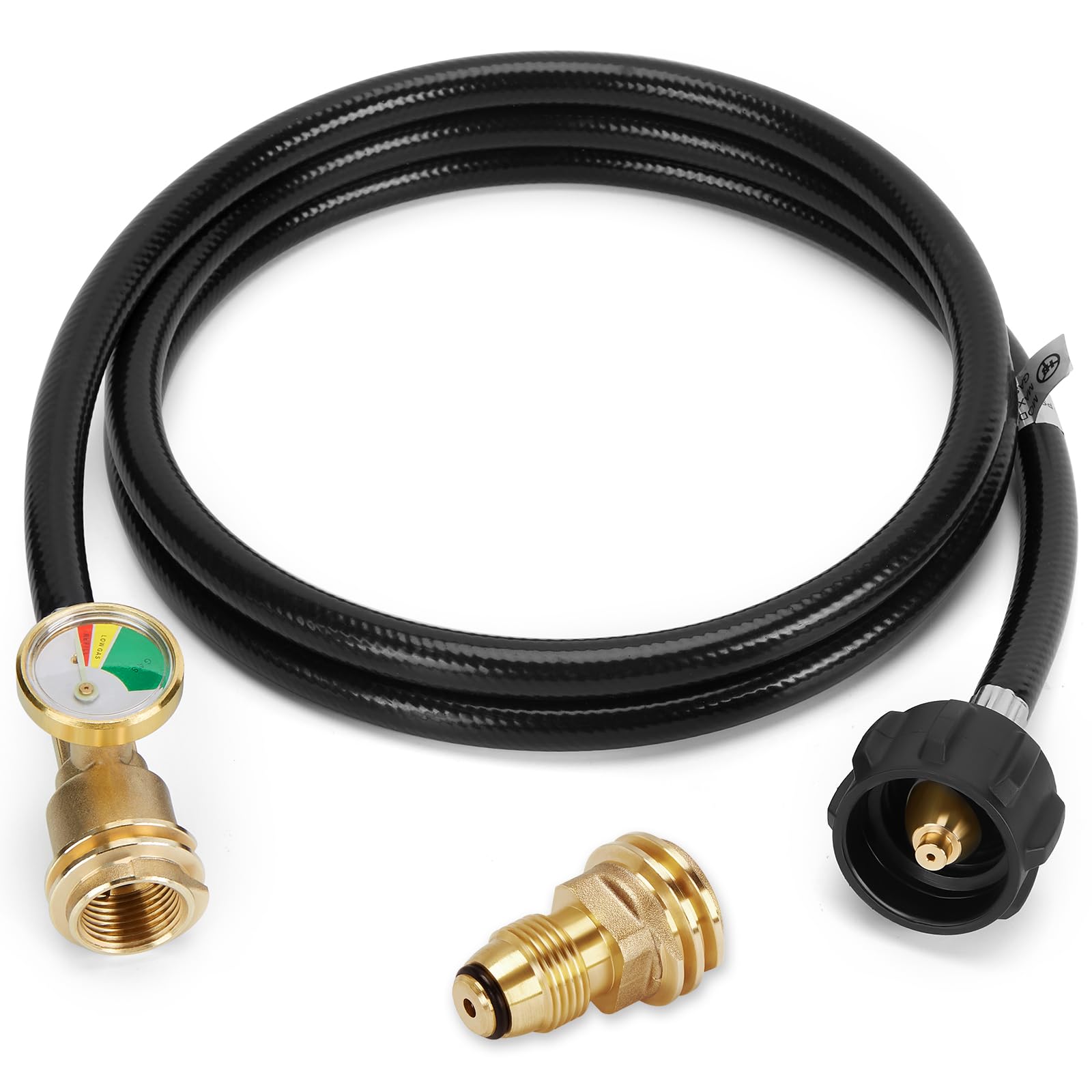 WADEO 6ft propane hose with gauge extends fuel to grill for easy monitoring