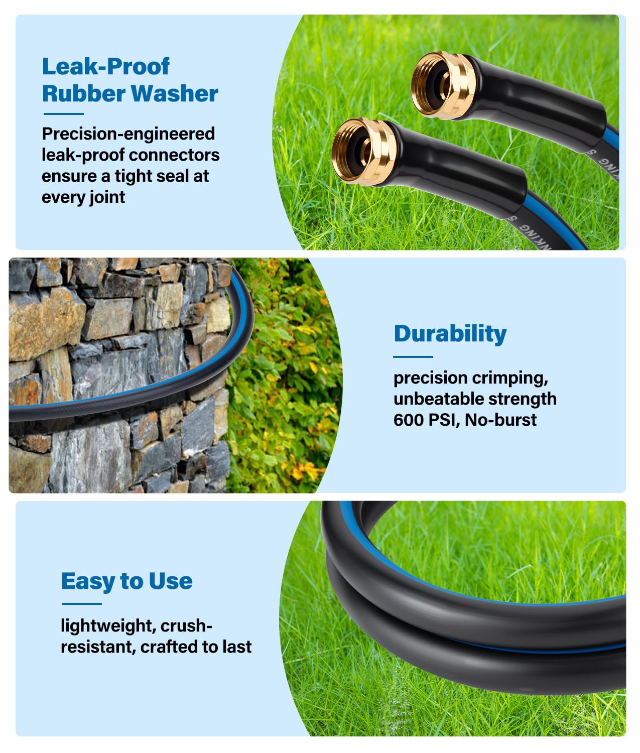 WADEO all-weather hose handles extreme temperatures from -40F to 150F