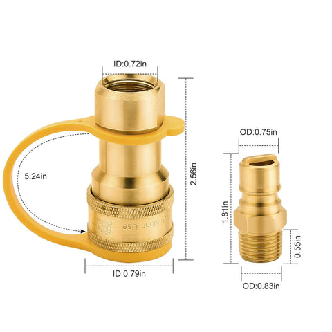 WADEO brass half-inch male NPT quick-connect showing durable construction