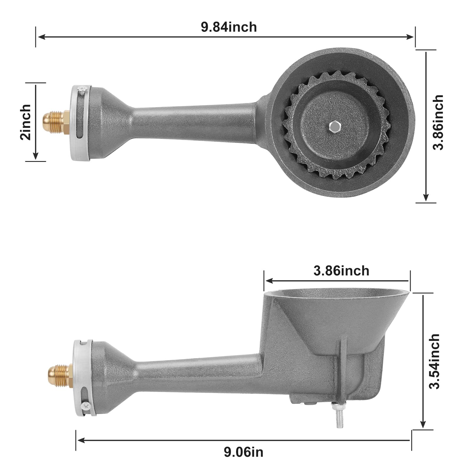 WADEO cast-iron burner top-down view highlights heat distribution