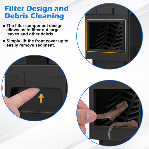 WADEO diverter with filter component to reduce debris