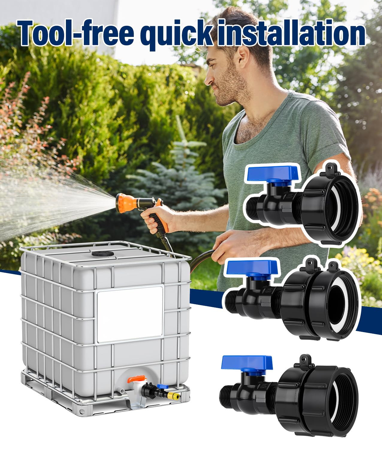 WADEO garden hose quick disconnect for easy tool-free connections