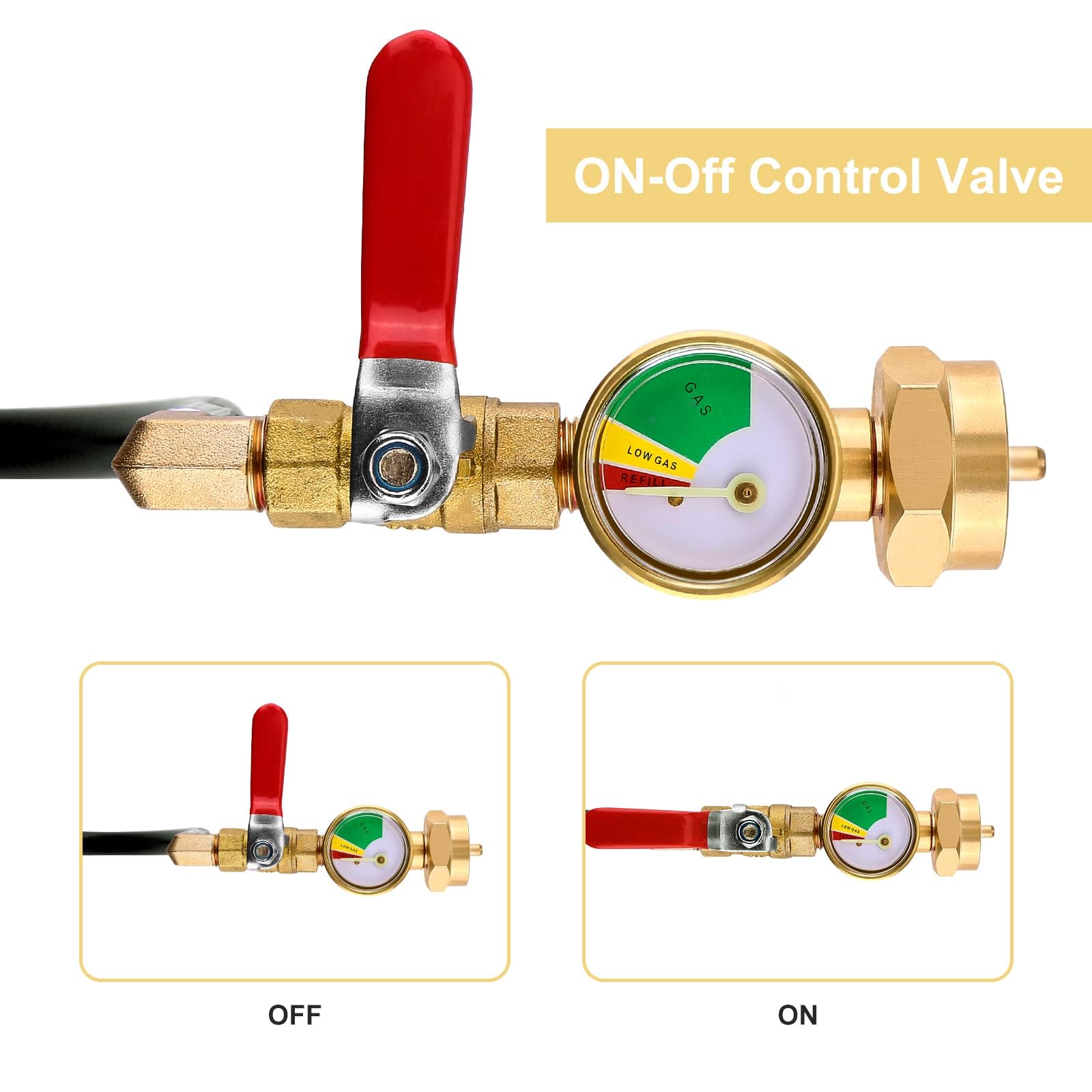 WADEO gauge with luminous pointer helps read gas levels in the dark.