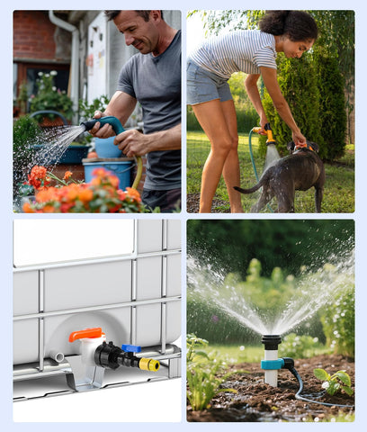 WADEO compatible IBC tote adapter for garden irrigation and domestic use