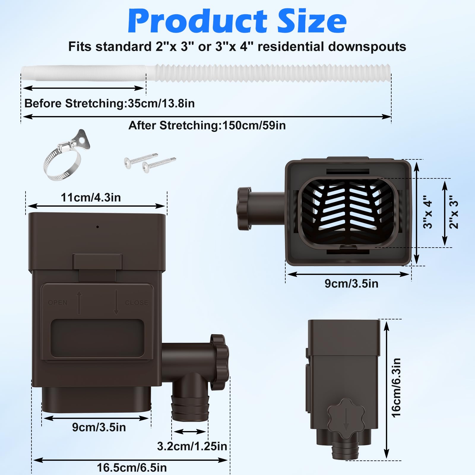 WADEO leaf debris filter prevents clogs during rainfall collection