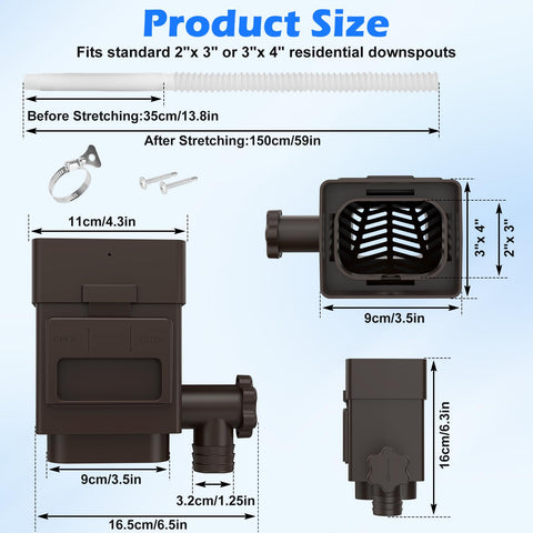 WADEO leaf debris filter prevents clogs during rainfall collection