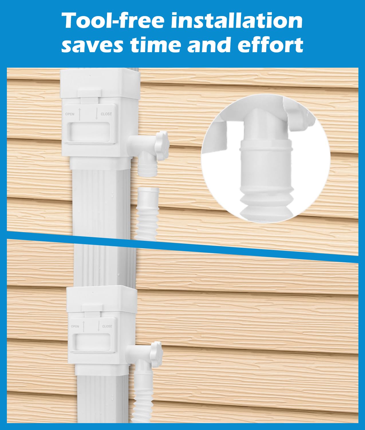 WADEO storage-optimization hose illustrating larger rain capture capacity