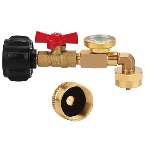 WADEO propane elbow refill adapter with 90deg connector enabling secure outdoor refills