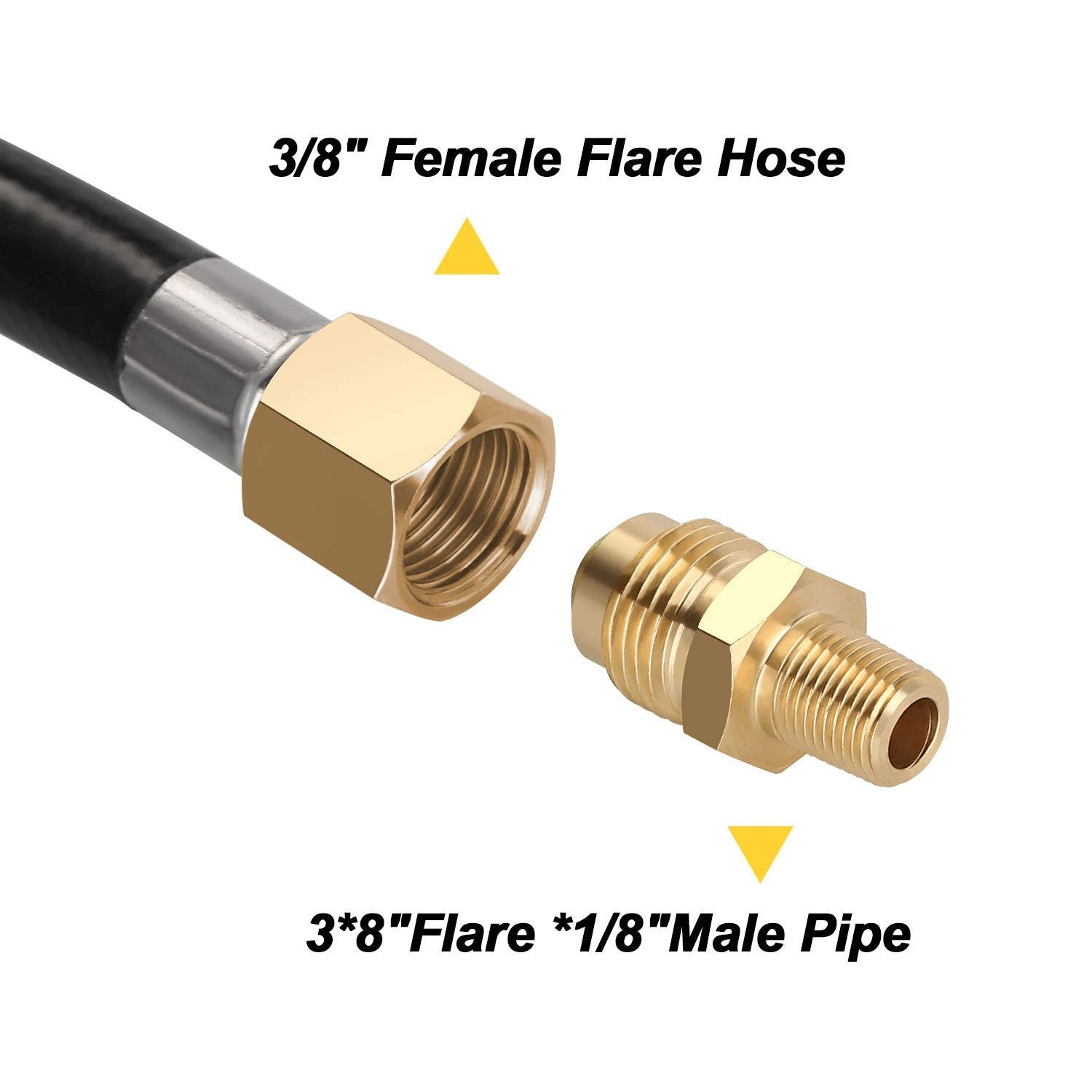 WADEO hose with 3/8-inch flare ends on both sides for versatile grill and RV connections
