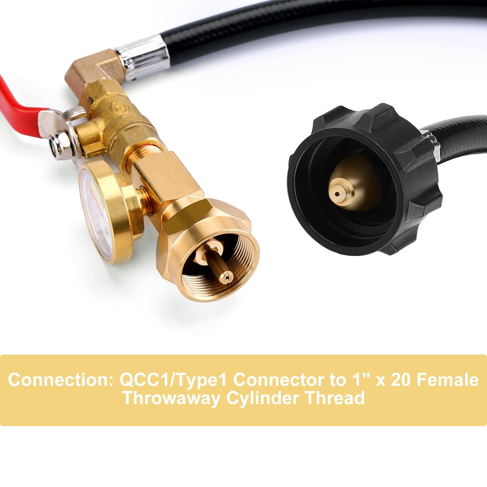 WADEO propane hose with side gauge for accurate gas readings.