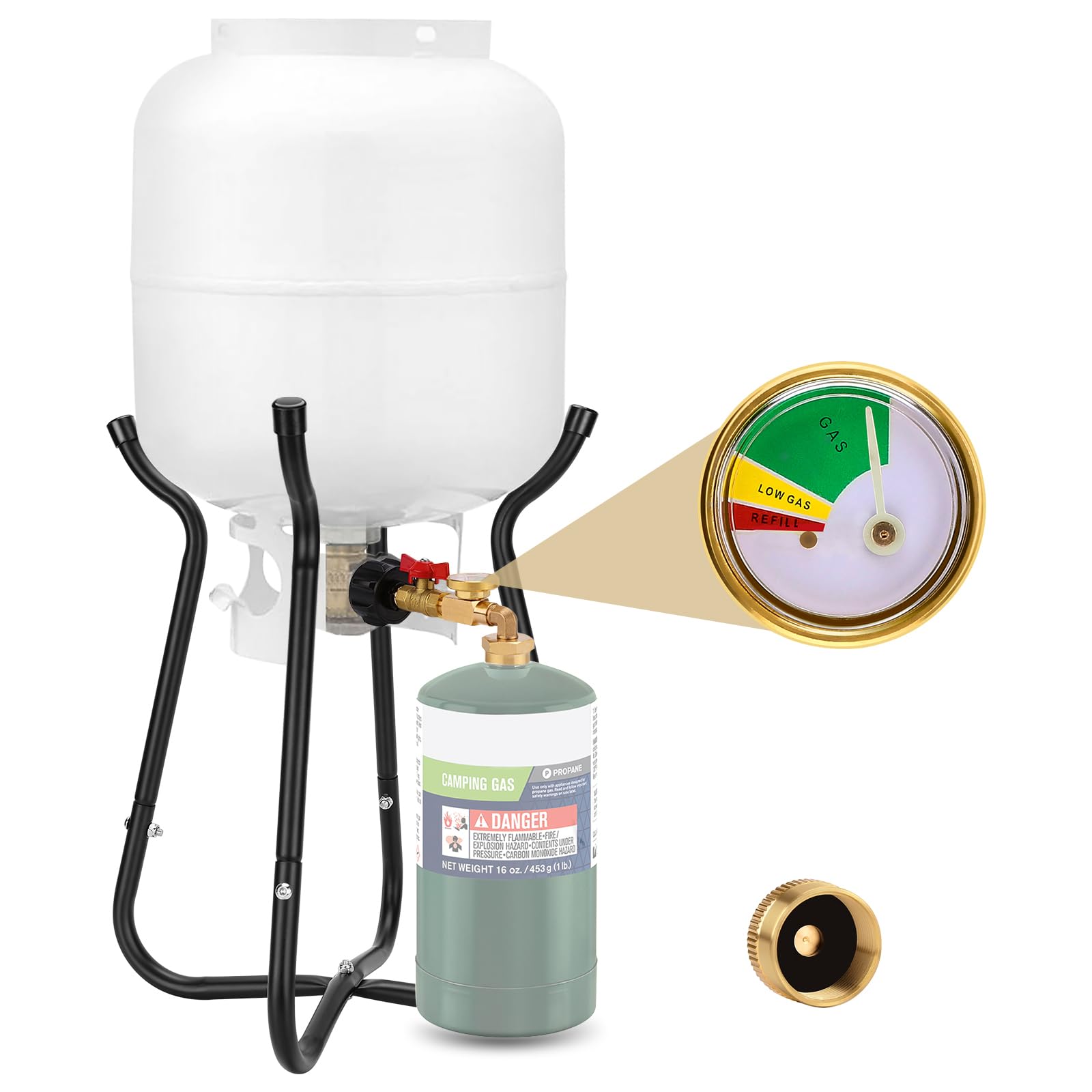 WADEO propane refill adapter connects 20lb to 1lb for safe transfer